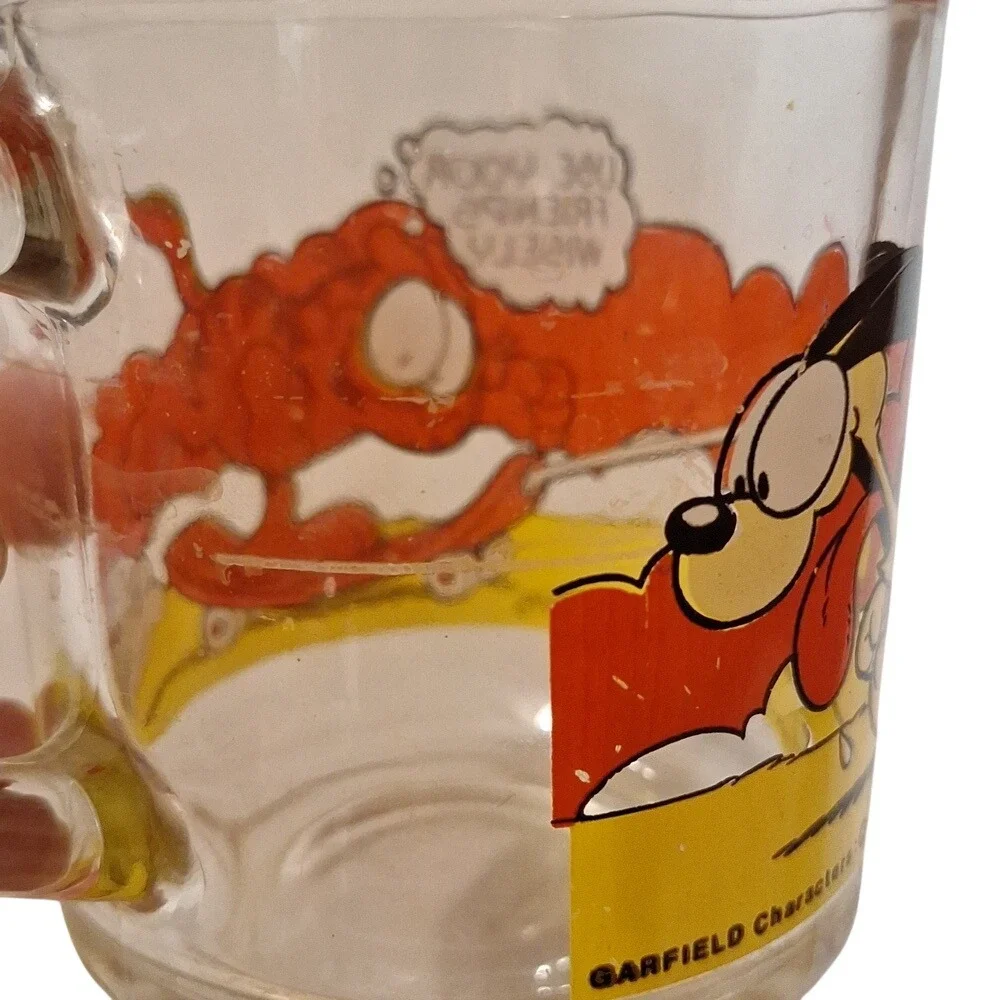 Vintage‎ 1978 McDonald's Garfield Odie Glass Mug Use Your Friends Wisely Cup